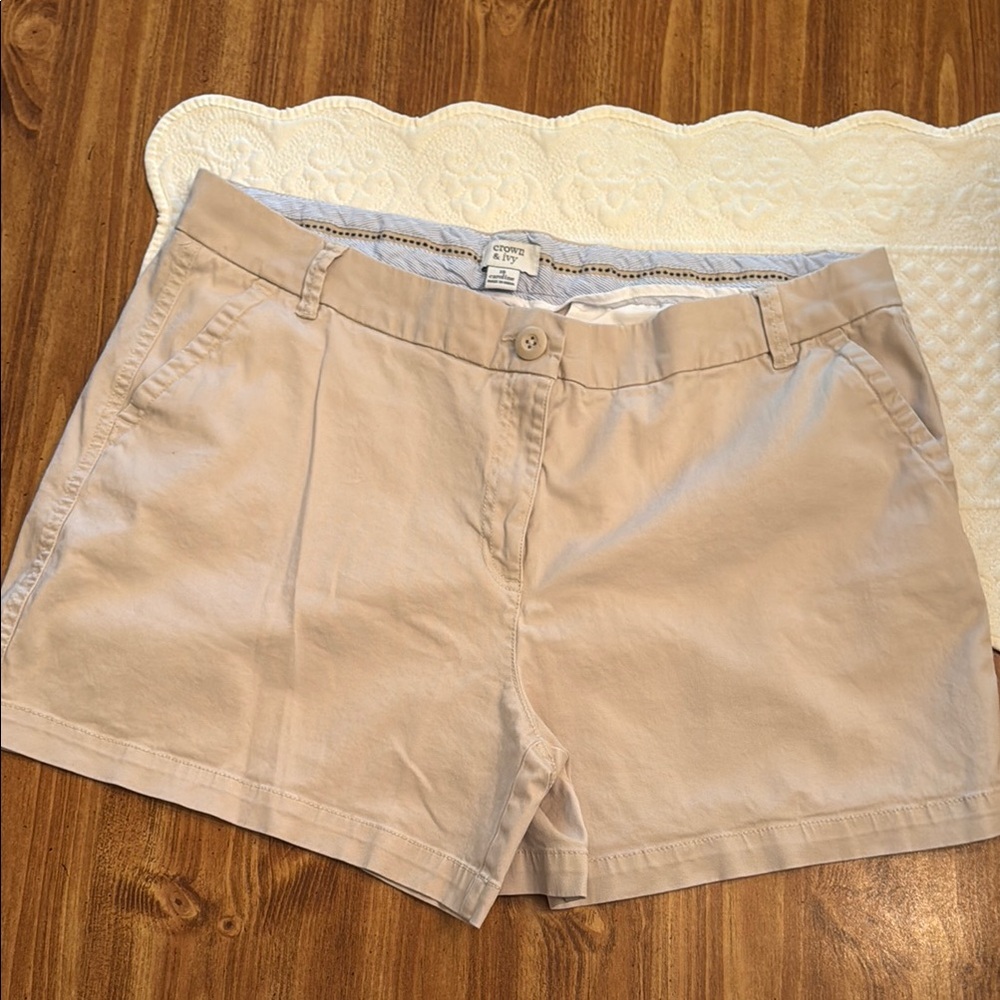 crown & ivy Women's Beige Shorts